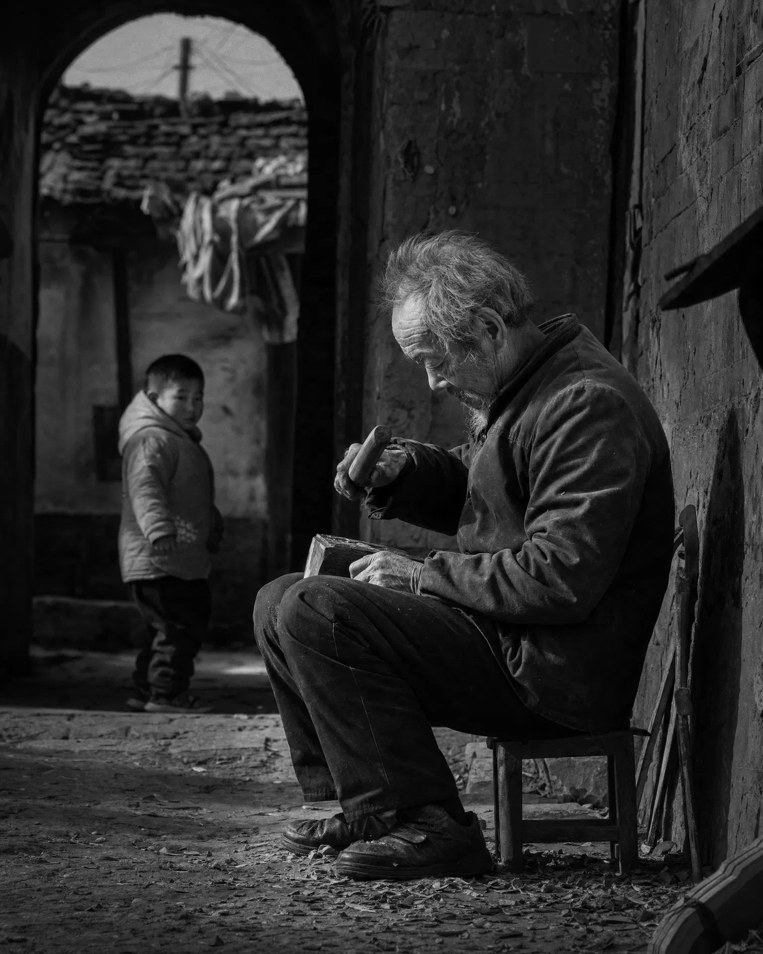 老巷中匠人的黑白人文纪实摄影作品